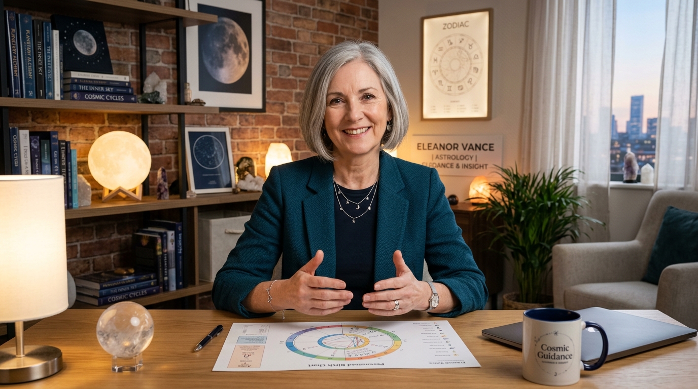 Mature astrology expert in modern office